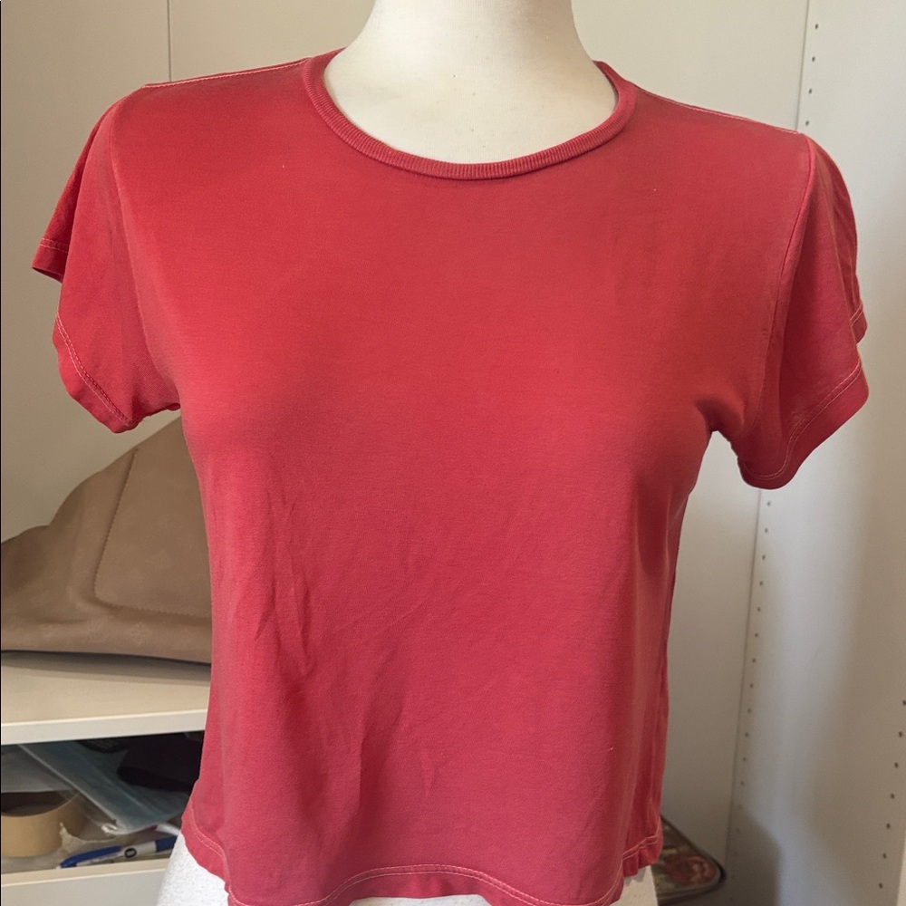 Reformation Coral-Red Crew Tee